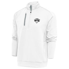 New York Knicks Antigua Metallic Logo Generation Quarter-Zip Top White