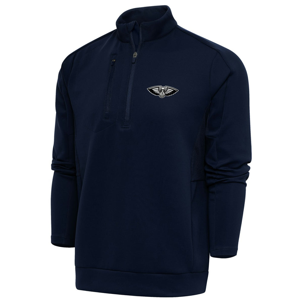 New Orleans Pelicans Antigua Big & Tall Metallic Logo Generation Quarter-Zip Top Navy