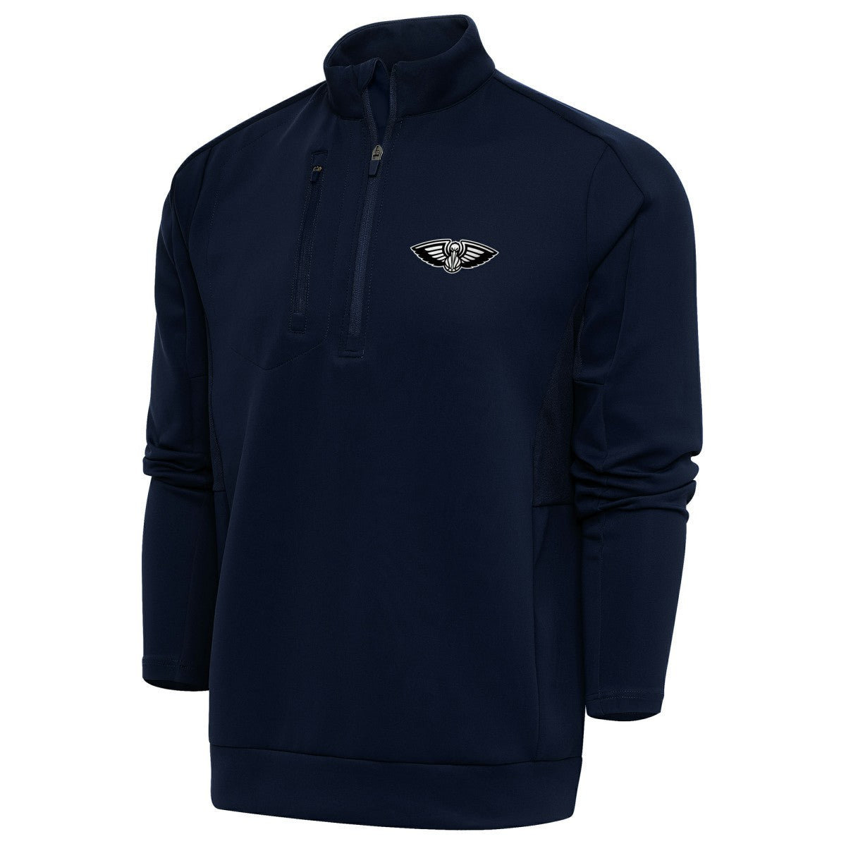 New Orleans Pelicans Antigua Big & Tall Metallic Logo Generation Quarter-Zip Top Navy