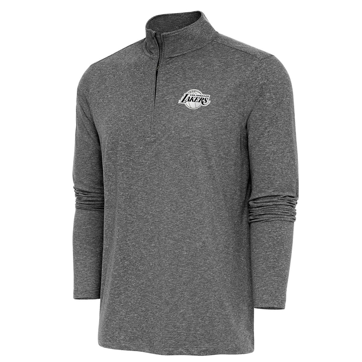 Los Angeles Lakers Antigua Hunk Quarter-Zip Top Heather Black