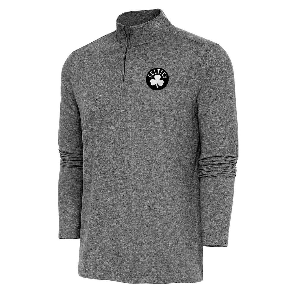 Boston Celtics Antigua Hunk Quarter-Zip Top Heather Black