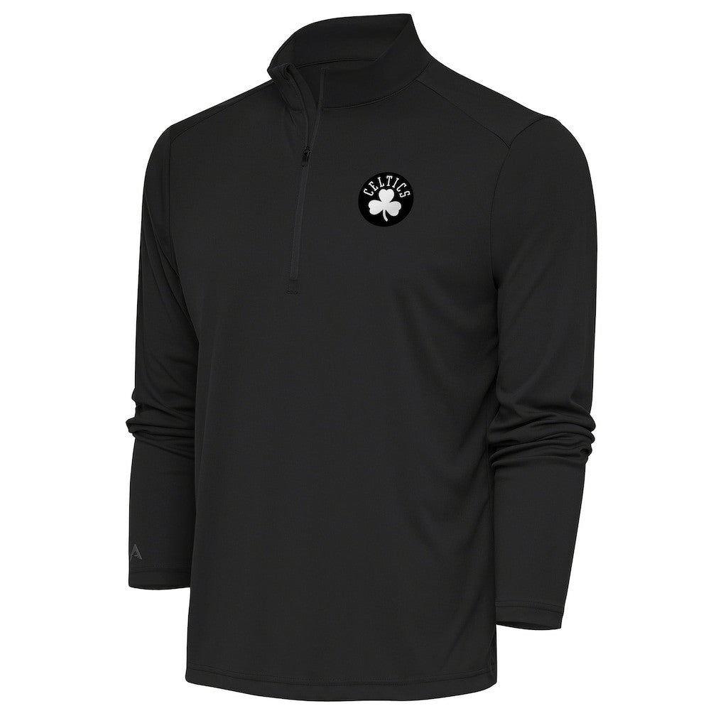 Boston Celtics Antigua Metallic Logo Tribute Quarter-Zip Top Charcoal