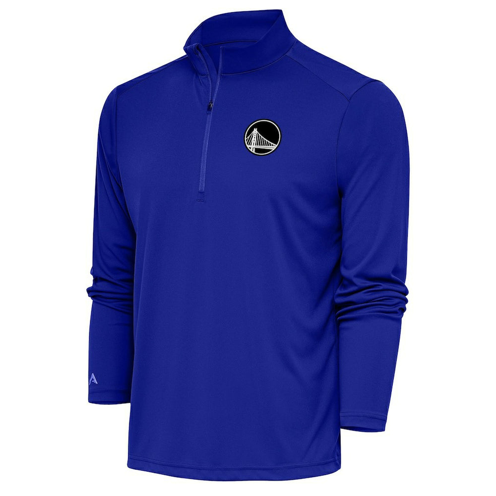 Golden State Warriors Antigua Metallic Logo Tribute Quarter-Zip Top Royal