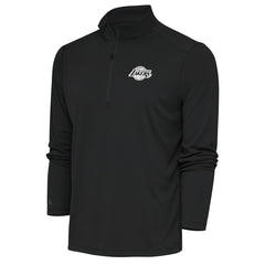 Los Angeles Lakers Antigua Metallic Logo Tribute Quarter-Zip Top Charcoal