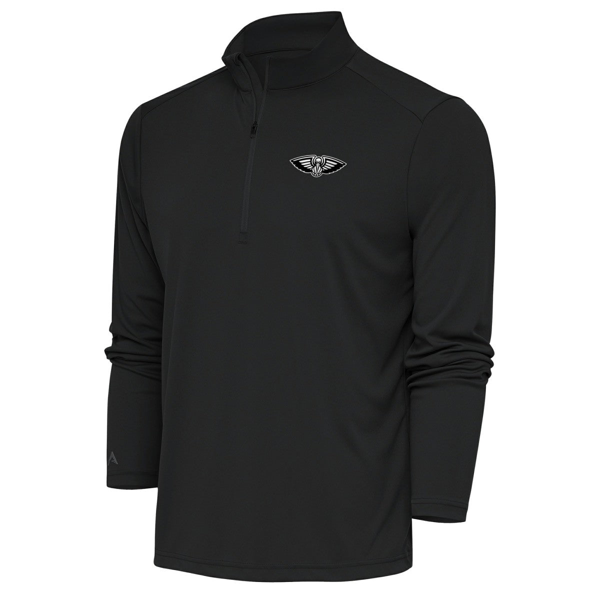 New Orleans Pelicans Antigua Metallic Logo Tribute Quarter-Zip Top Charcoal