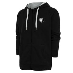 Memphis Grizzlies Antigua Metallic Logo Victory Raglan Full-Zip Hoodie Black