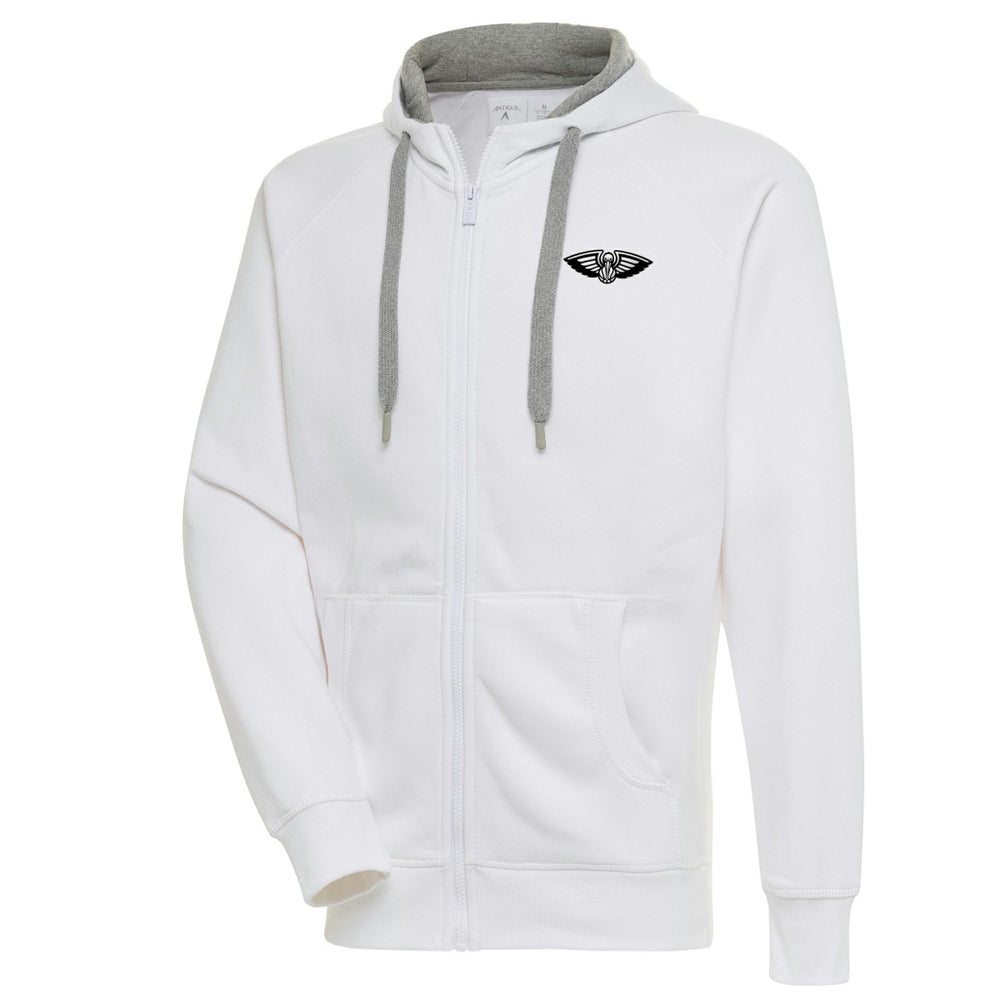 New Orleans Pelicans Antigua Metallic Logo Victory Raglan Full-Zip Hoodie White