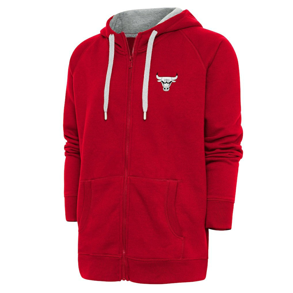 Chicago Bulls Antigua Metallic Logo Victory Raglan Full-Zip Hoodie Red