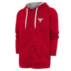 Chicago Bulls Antigua Metallic Logo Victory Raglan Full-Zip Hoodie Red