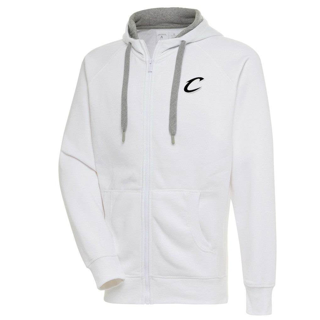 Cleveland Cavaliers Antigua Metallic Logo Victory Raglan Full-Zip Hoodie White