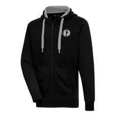 Dallas Mavericks Antigua Metallic Logo Victory Raglan Full-Zip Hoodie Black