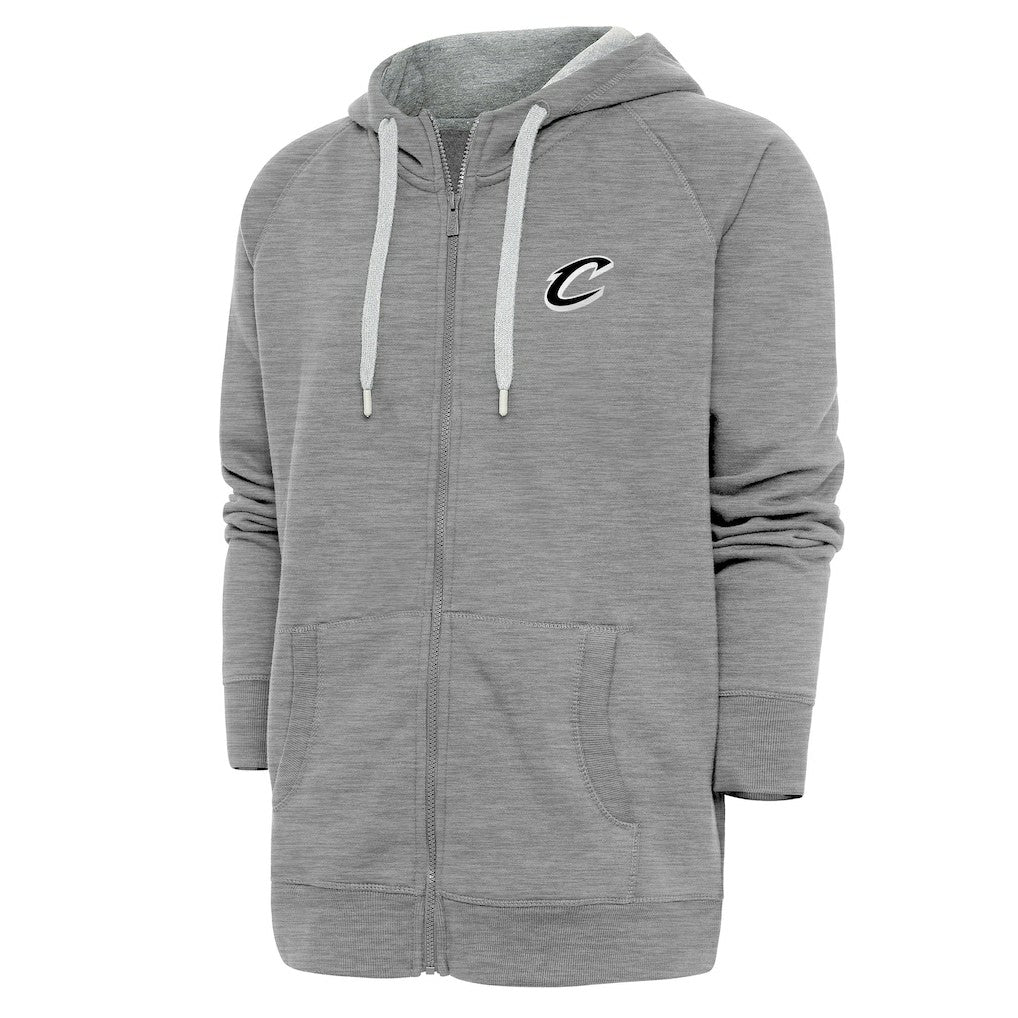 Cleveland Cavaliers Antigua Metallic Logo Victory Raglan Full-Zip Hoodie Heather Gray