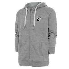 Cleveland Cavaliers Antigua Metallic Logo Victory Raglan Full-Zip Hoodie Heather Gray