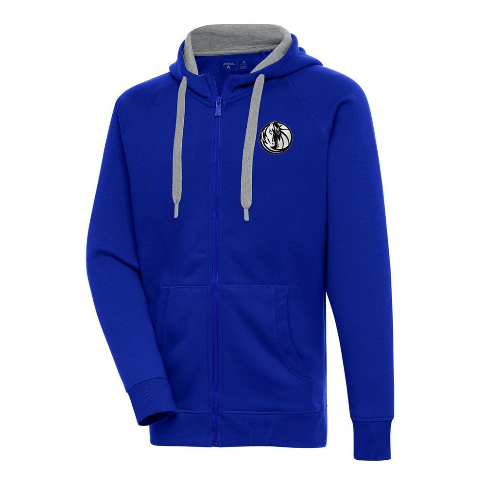 Dallas Mavericks Antigua Metallic Logo Victory Raglan Full-Zip Hoodie Blue