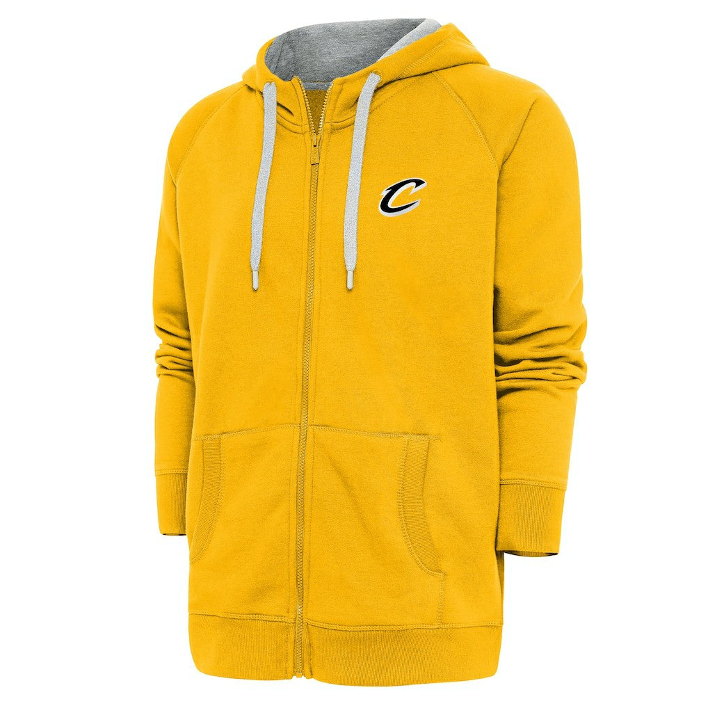 Cleveland Cavaliers Antigua Metallic Logo Victory Raglan Full-Zip Hoodie Gold