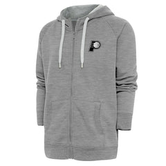 Indiana Pacers Antigua Metallic Logo Victory Raglan Full-Zip Hoodie Heather Gray
