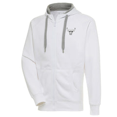 Chicago Bulls Antigua Metallic Logo Victory Raglan Full-Zip Hoodie White