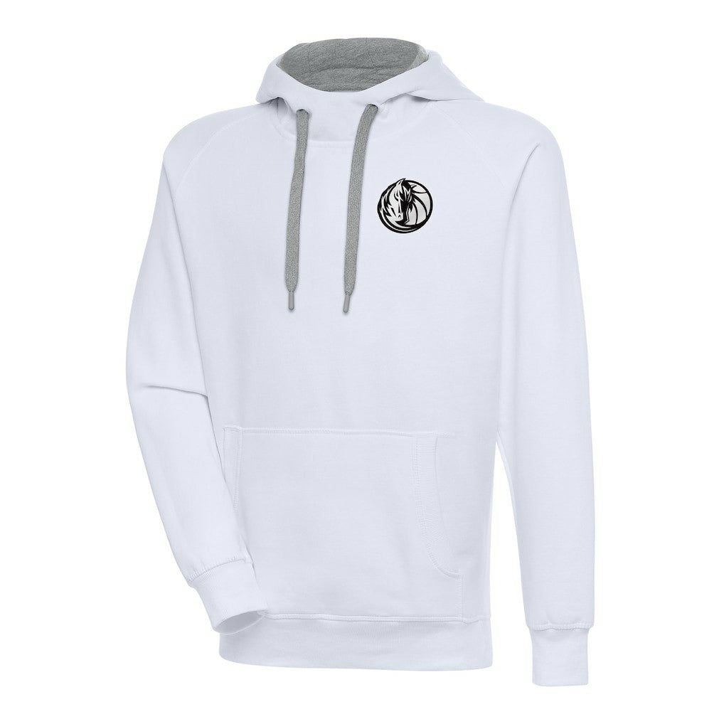 Dallas Mavericks Antigua Metallic Logo Victory Raglan Pullover Hoodie White