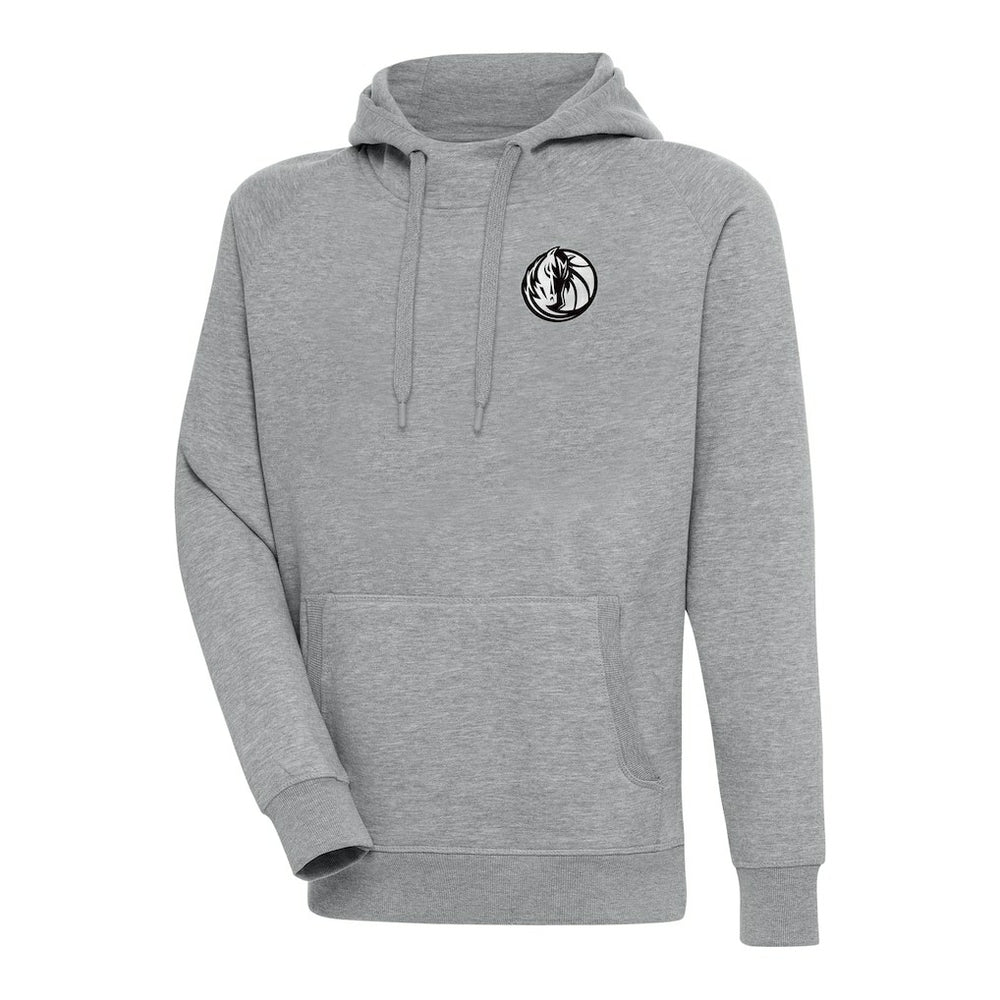 Dallas Mavericks Antigua Metallic Logo Victory Raglan Pullover Hoodie Heather Gray