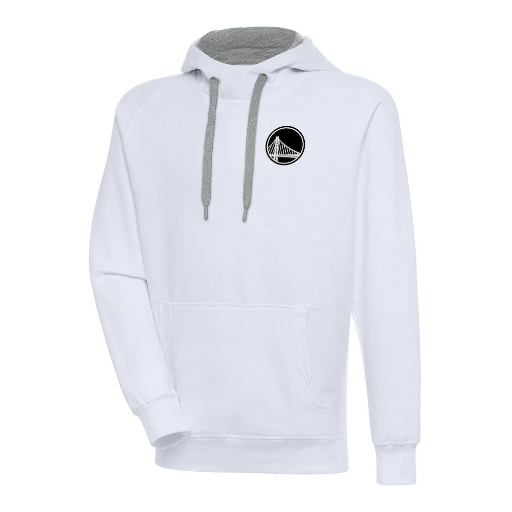 Golden State Warriors Antigua Metallic Logo Victory Raglan Pullover Hoodie White