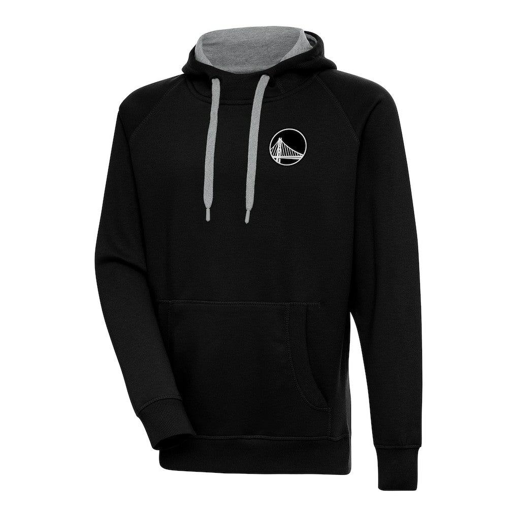 Golden State Warriors Antigua Metallic Logo Victory Raglan Pullover Hoodie Black