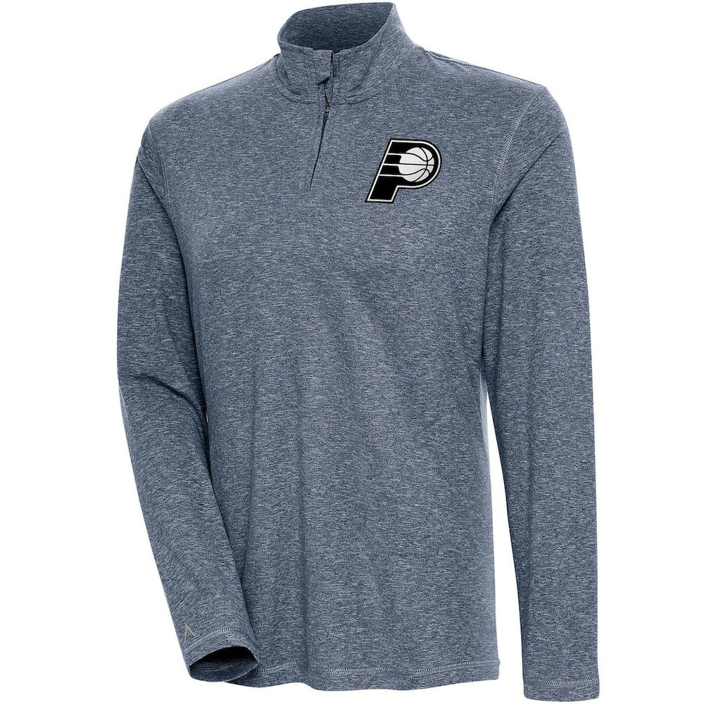 Indiana Pacers Antigua Women's Brushed Metallic Comfort Quarter-Zip Pullover Top - Heather Navy