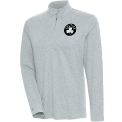 Boston Celtics Antigua Women's Brushed Metallic Comfort Quarter-Zip Pullover Top - Heather Gray