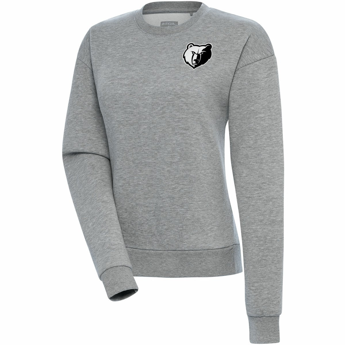 Memphis Grizzlies Antigua Women's Brushed Metallic Victory Pullover Sweatshirt - Heather Gray