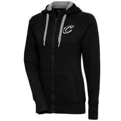 Cleveland Cavaliers Antigua Women's Brushed Metallic Victory Full-Zip Hoodie - Black