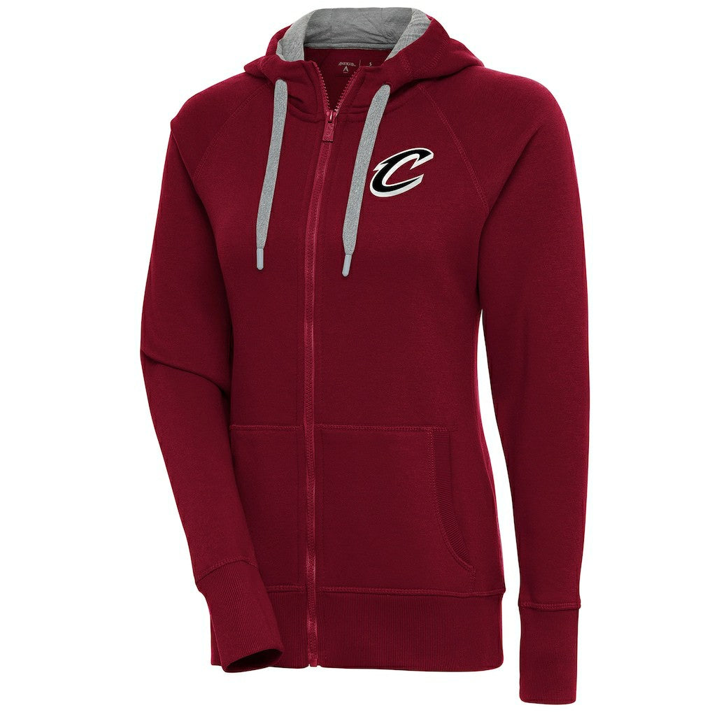 Cleveland Cavaliers Antigua Women's Brushed Metallic Victory Full-Zip Hoodie - Wine