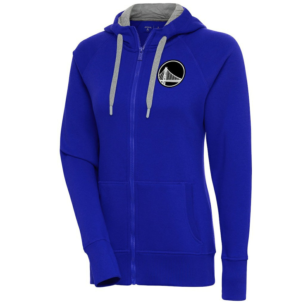 Golden State Warriors Antigua Women's Brushed Metallic Victory Full-Zip Hoodie - Royal