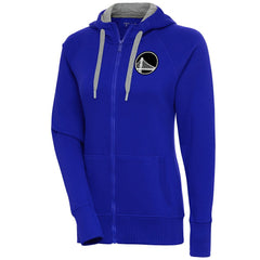 Golden State Warriors Antigua Women's Brushed Metallic Victory Full-Zip Hoodie - Royal