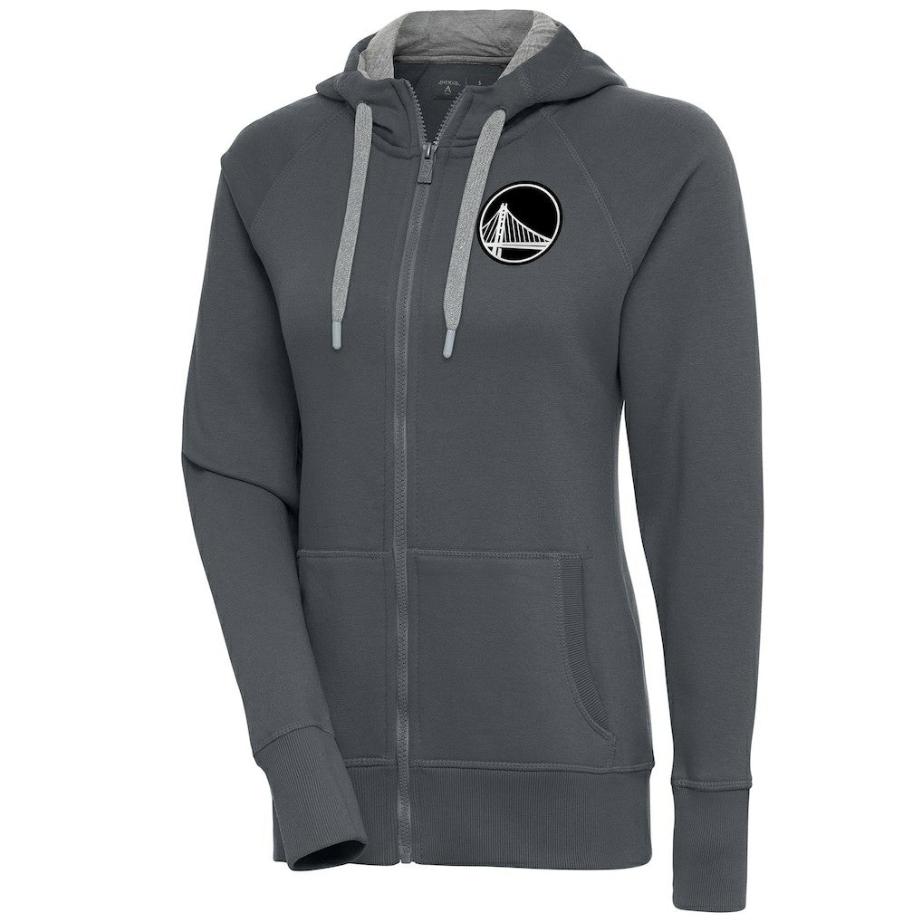 Golden State Warriors Antigua Women's Brushed Metallic Victory Full-Zip Hoodie - Charcoal