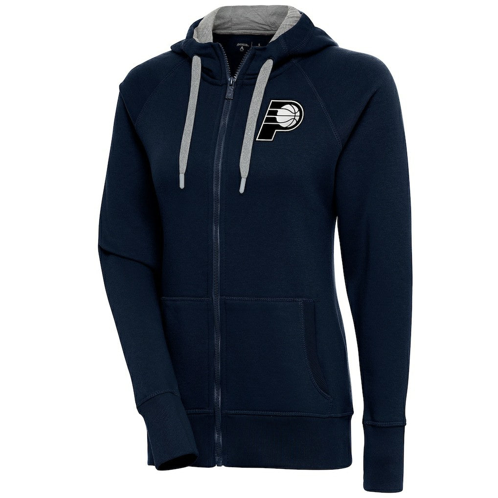 Indiana Pacers Antigua Women's Brushed Metallic Victory Full-Zip Hoodie - Navy