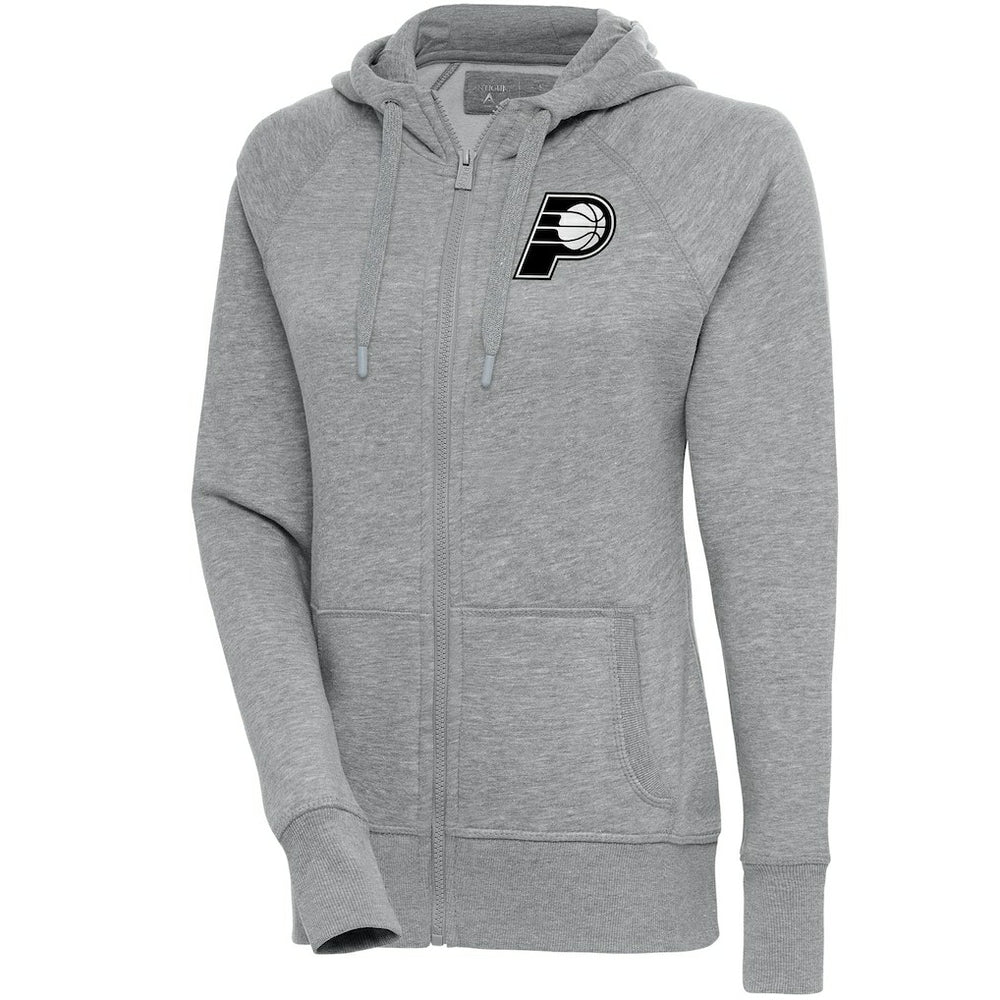 Indiana Pacers Antigua Women's Brushed Metallic Victory Full-Zip Hoodie - Heather Gray