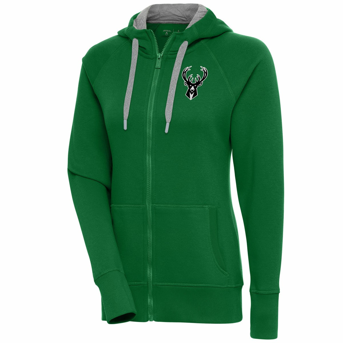 Milwaukee Bucks Antigua Women's Brushed Metallic Victory Full-Zip Hoodie - Hunter Green