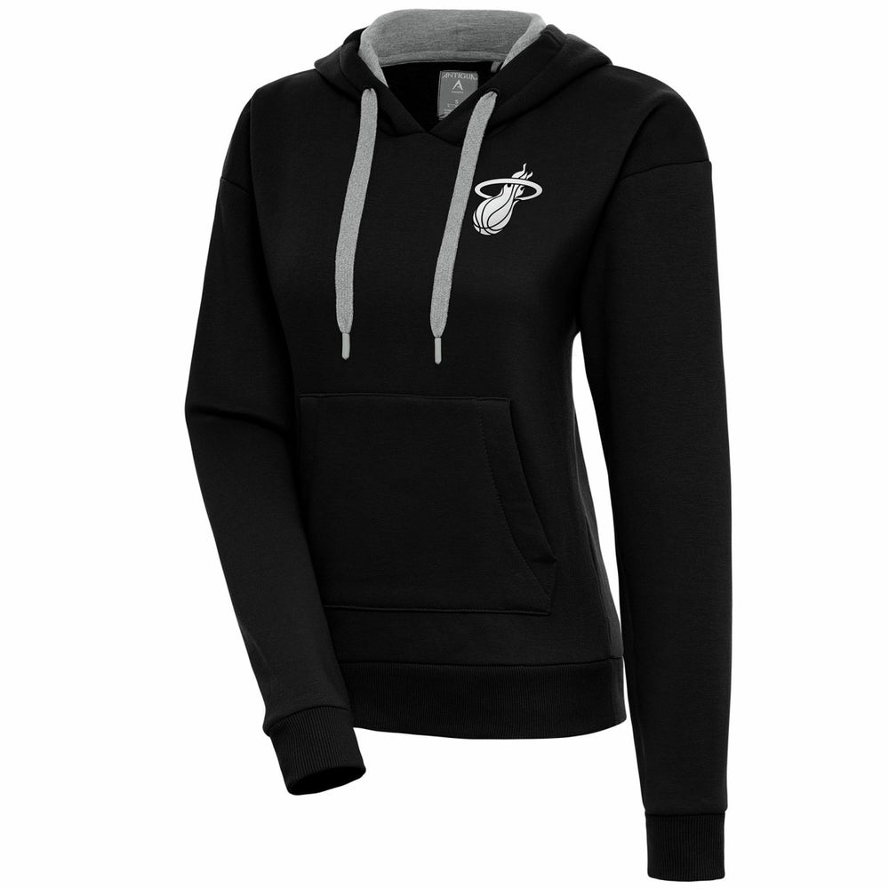 Miami Heat Antigua Women's Brushed Metallic Victory Pullover Hoodie - Black