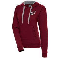 Cleveland Cavaliers Antigua Women's Brushed Metallic Victory Pullover Hoodie - Wine