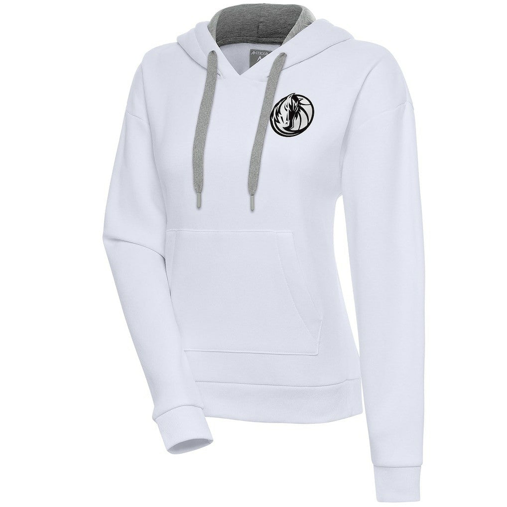 Dallas Mavericks Antigua Women's Brushed Metallic Victory Pullover Hoodie - White