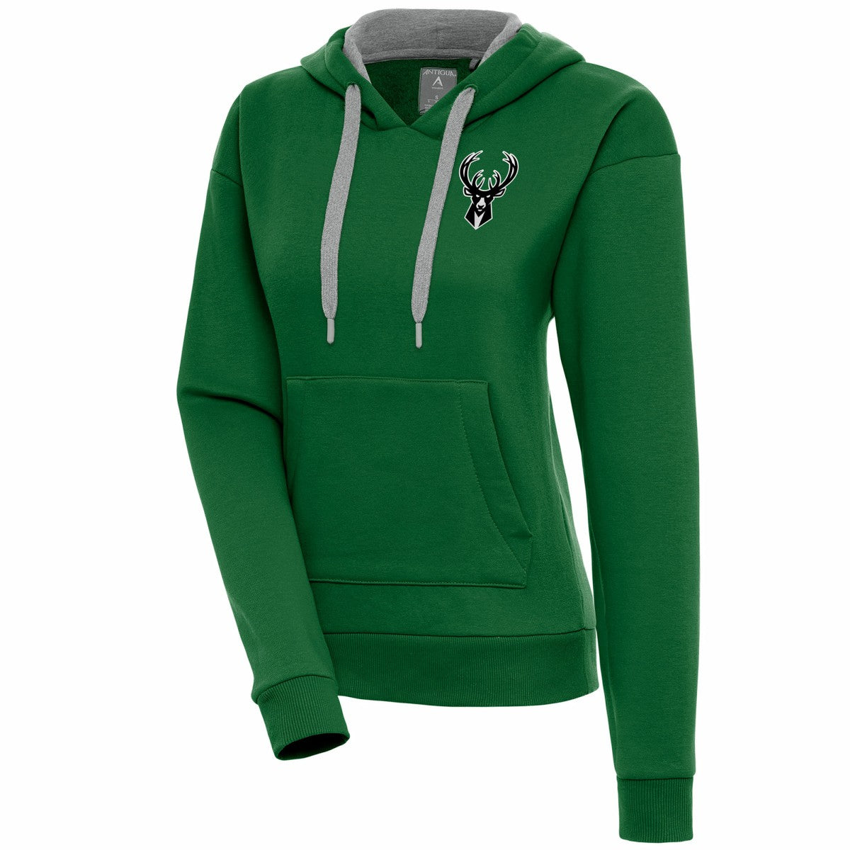 Milwaukee Bucks Antigua Women's Brushed Metallic Victory Pullover Hoodie - Hunter Green