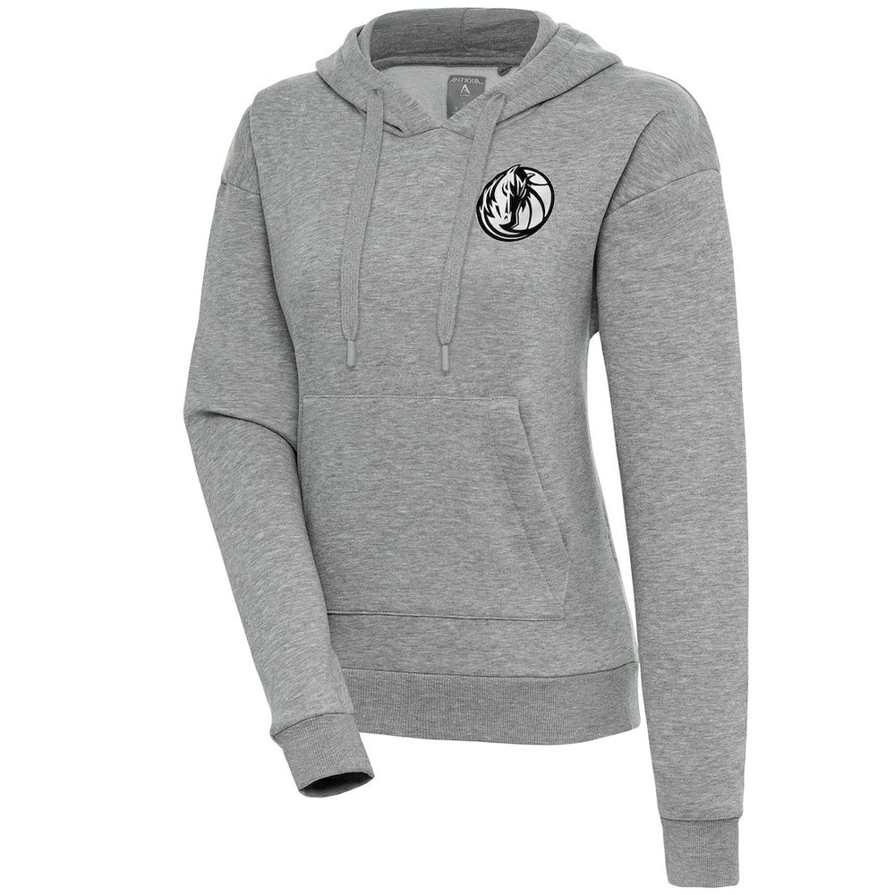 Dallas Mavericks Antigua Women's Brushed Metallic Victory Pullover Hoodie - Heather Gray