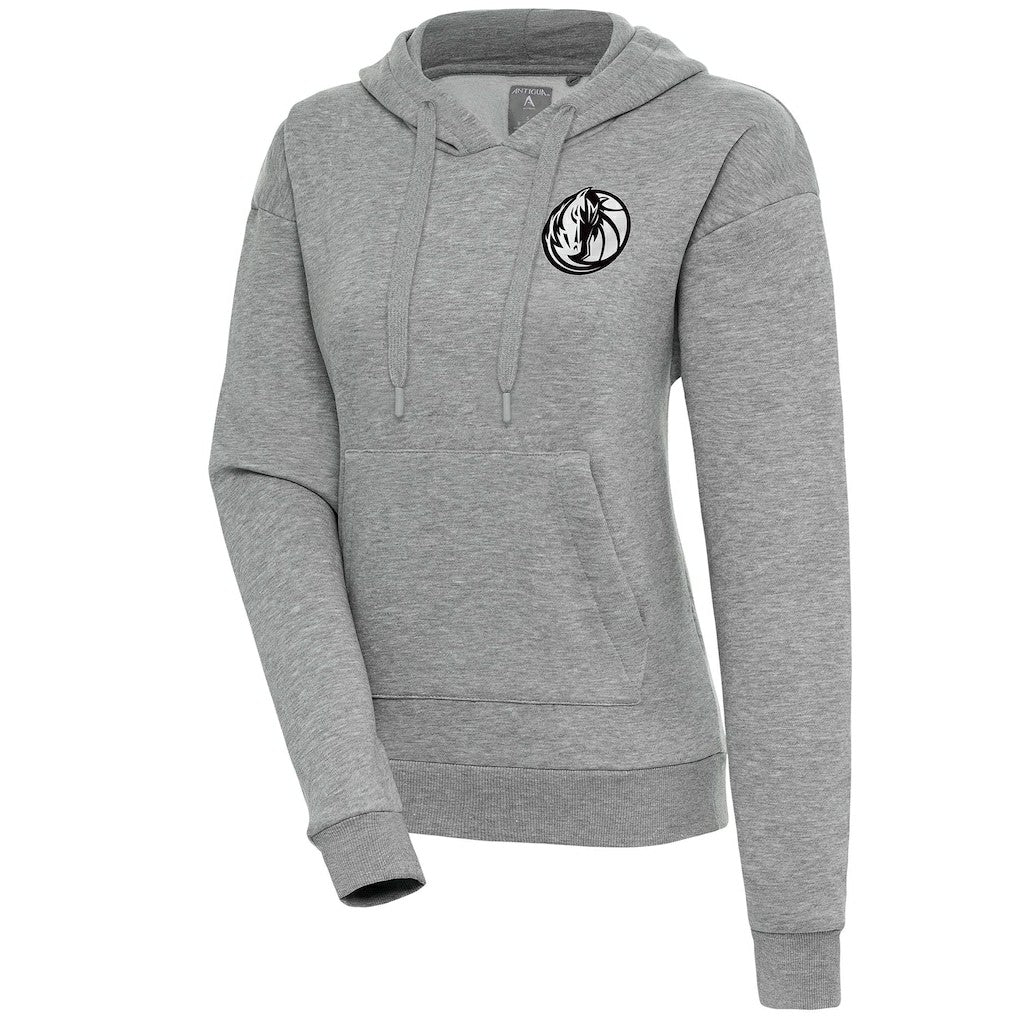 Dallas Mavericks Antigua Women's Brushed Metallic Victory Pullover Hoodie - Heather Gray