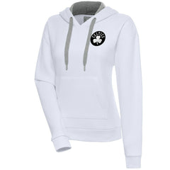Boston Celtics Antigua Women's Brushed Metallic Victory Pullover Hoodie - White