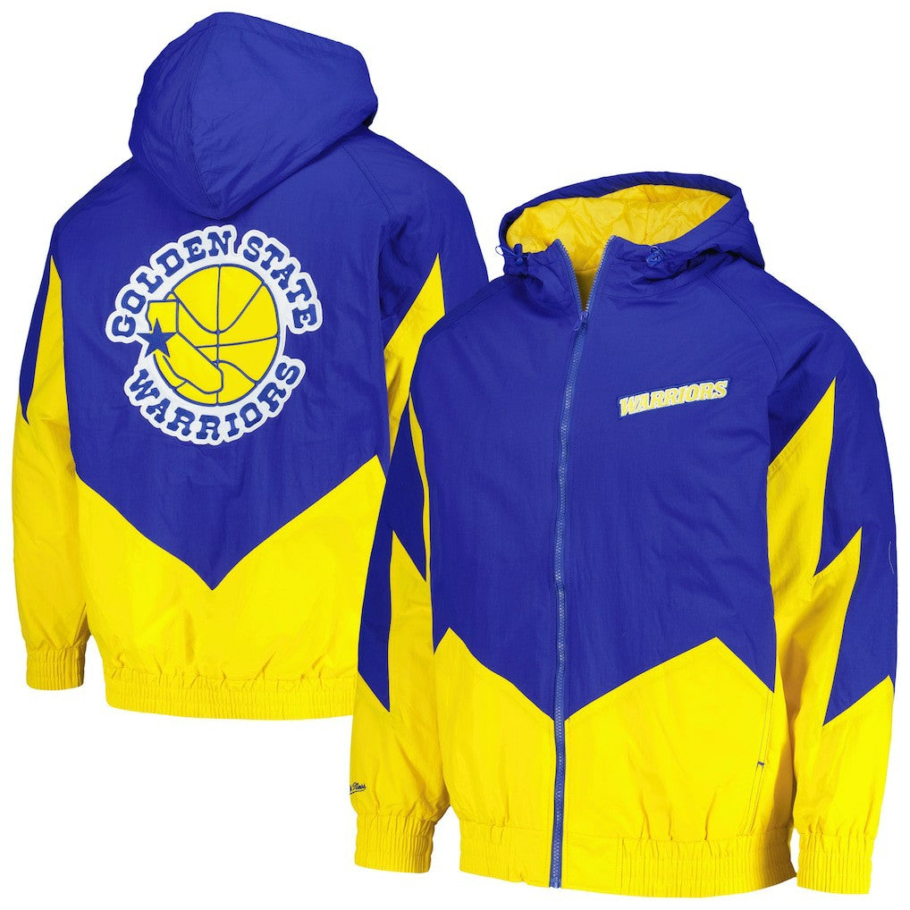 Golden State Warriors Hardwood Classics Retro Quilted Raglan Full-Zip Hoodie Royal