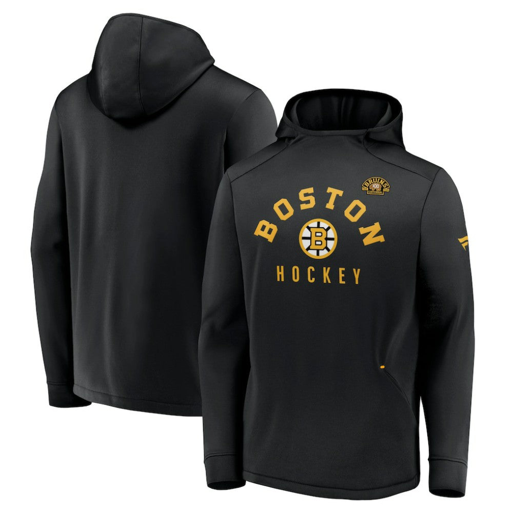 NHL Boston Bruins Fanatics Centennial Lockup Authentic Pro Pullover Hoodie - Black