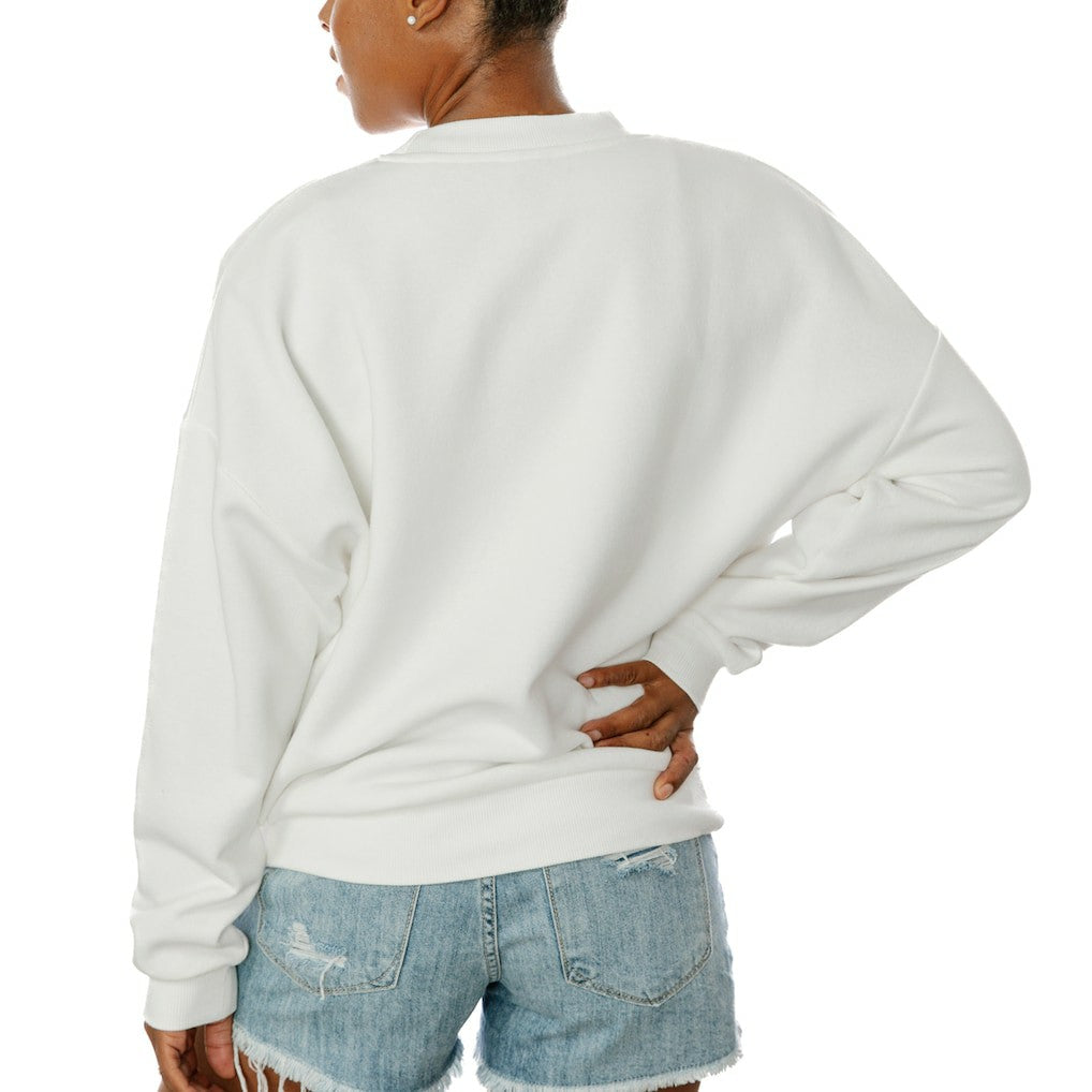 San Francisco 49ers Gameday Couture Women's Oversized Take A Holiday Pullover Sweatshirt White
