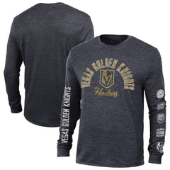 NHL Vegas Golden Knights Champion Multi-Logo Tri-Blend Long Sleeve T-Shirt - Black