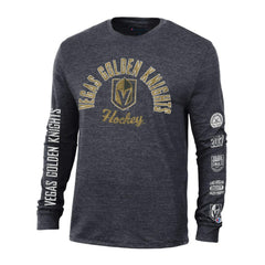 NHL Vegas Golden Knights Champion Multi-Logo Tri-Blend Long Sleeve T-Shirt - Black