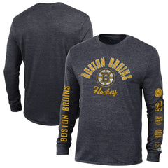 NHL Boston Bruins Champion Multi-Logo Tri-Blend Long Sleeve T-Shirt - Heather Black