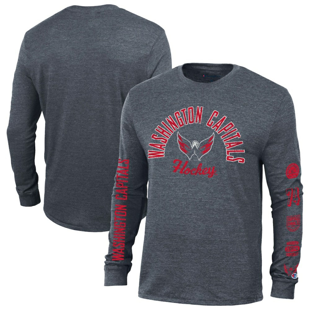 NHL Washington Capitals Champion Multi-Logo Tri-Blend Long Sleeve T-Shirt - Heather Navy